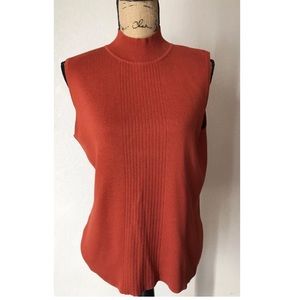 EUC Dress Barn Women’s XL Orange Knit Sleeveless Mock Turtleneck